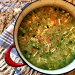 Chicken and rice soup with lemon and dill