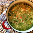 Chicken and rice soup with lemon and dill